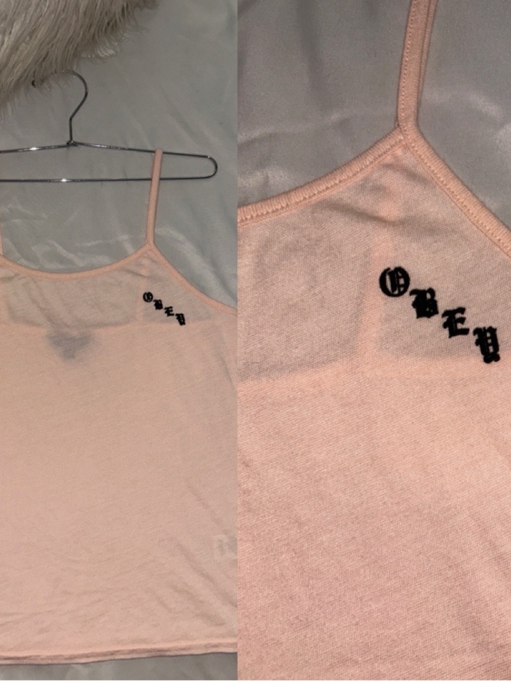 OBEY WORLDWIDE Soft Pink Spaghetti Strap Tank Top